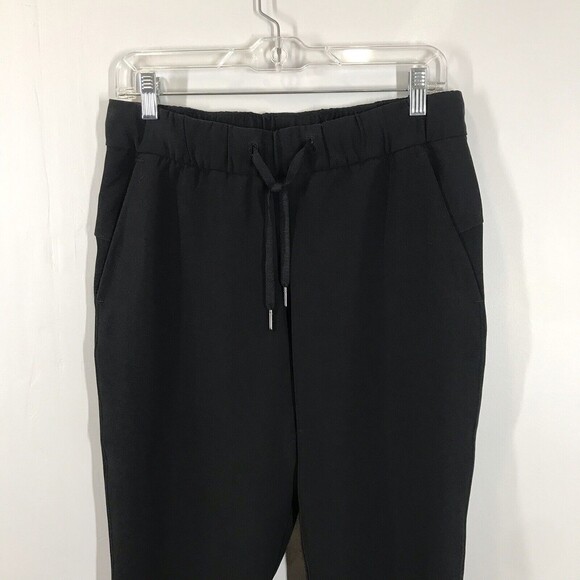 Lululemon Womens On The Fly Crop Pants Size 6 Black "Woven 23" Drawstring Casual - Picture 3 of 9